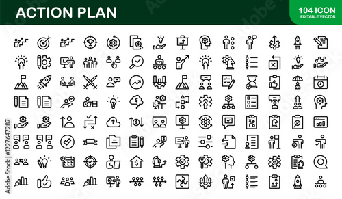 Action Plan Icon Set. Clean, Professional Graphics for Workflow, Business Strategy, and Productivity Tools