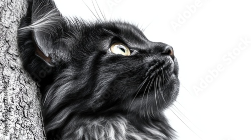 Wallpaper Mural a fluffy Norwegian Forest Cat climbing a tree, majestic and detailed, artistic digital painting, isolated on white background Torontodigital.ca