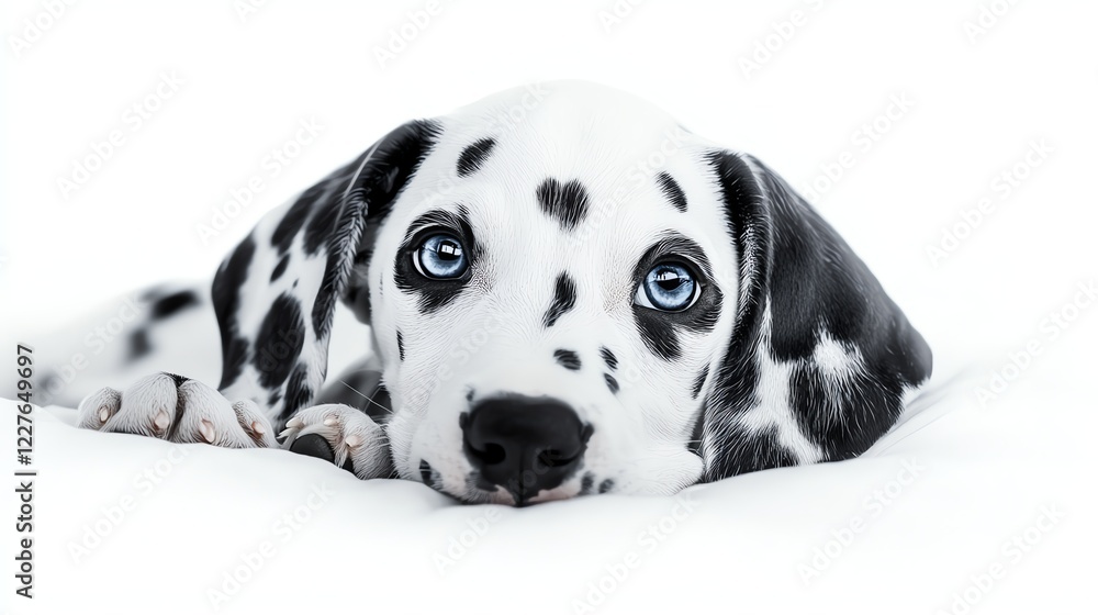 a Dalmatian puppy with adorable spots, highly detailed photorealistic painting, isolated on white background a Dalmatian puppy with adorable spots, highly detailed photorealistic painting, isolated on white background