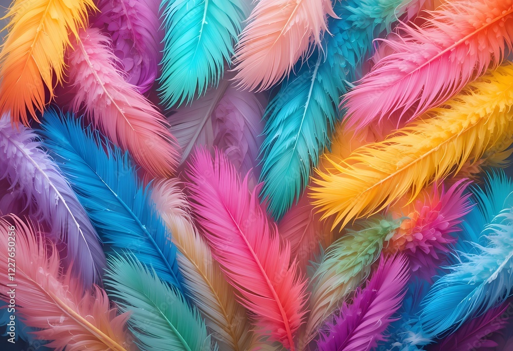 Fototapeta premium Vibrant Colorful Feathers Background Image Download