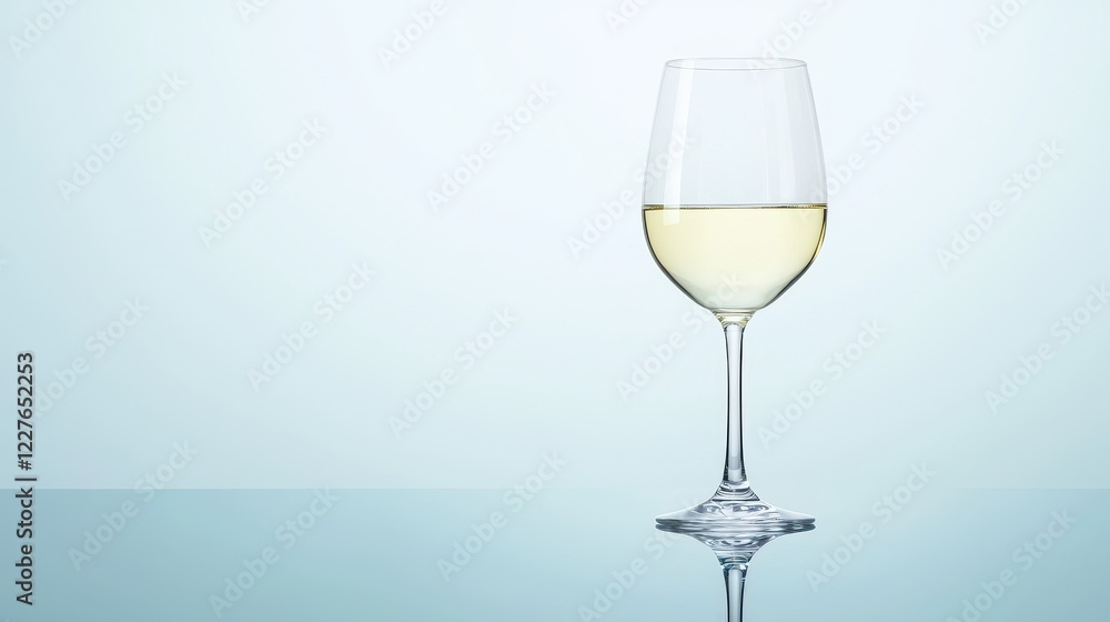 Fototapeta premium Elegant High-Resolution Photograph of a Single Glass of White Luxury Wine on a Minimalist Table Surface