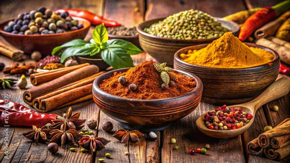 Fototapeta premium Aromatic Indian Garam Masala: Whole Spices & Powder for Curry