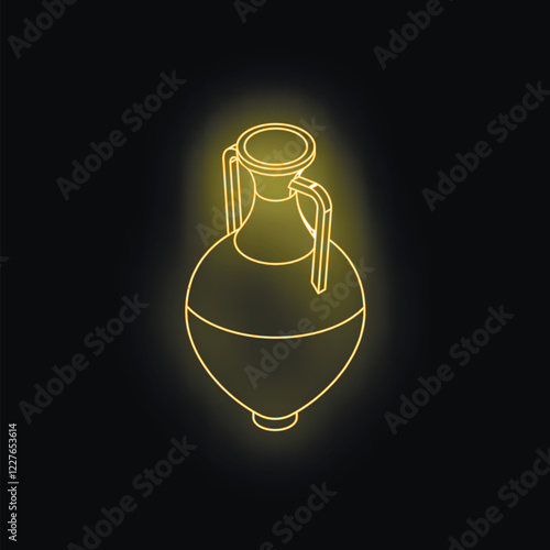 Golden amphora shining on a dark background, representing greek history, culture, and art