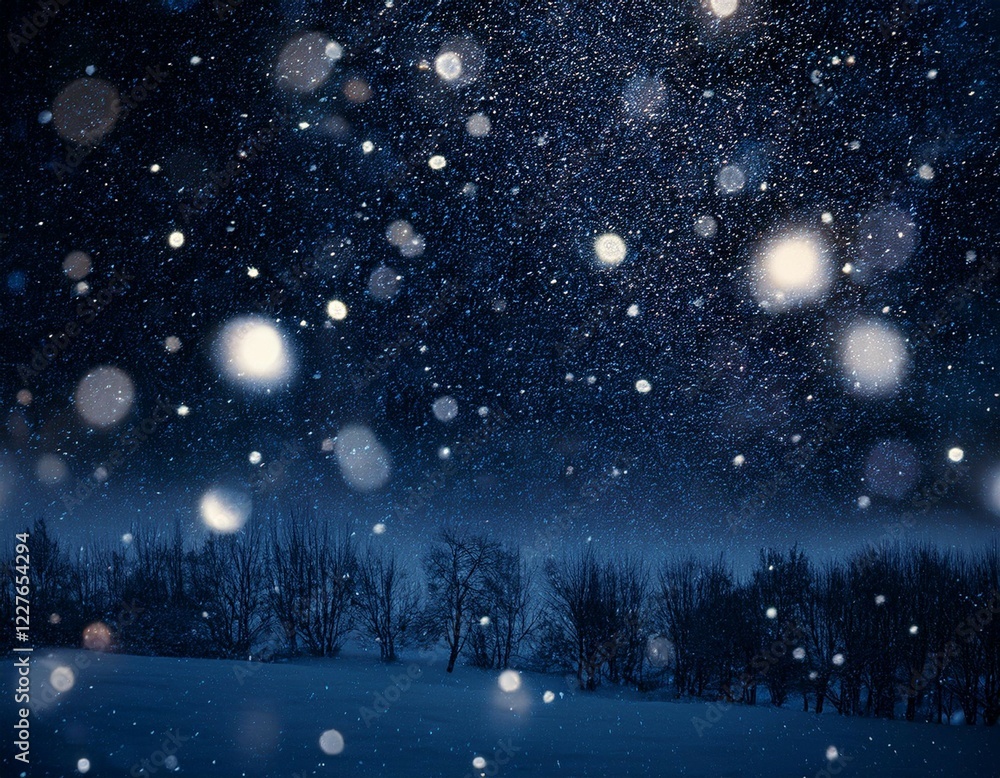 Naklejka premium snow falling at night background