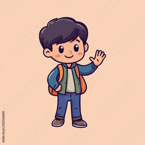 A cartoon of a man with his arm vector illustration 