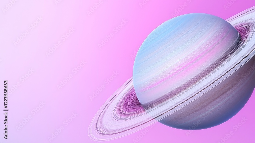 Obraz premium Pastel Planet Rings Space Background; Science Fiction Artwork