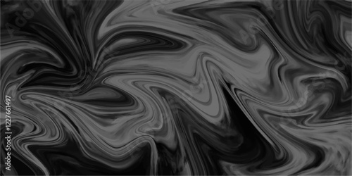 Abstract black & white silk and liquid marble background. Trendy dark liquid marble style. Acrylic painting with grey gradient Design Projects and Text. Beautiful drawing with the divorces and wavy