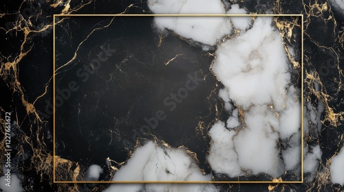 Elegant Minimalist Frame Design with Black Marble and Gold Accents for Stylish Backgrounds and Presentations photo