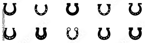 Horseshoe icon set. Luck symbol. Horseshoe icon. Good luck symbol. Vector Illustration. EPS 10