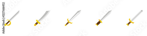 Sword icon set. Sword icon vector set. saber illustration sign collection. weapon symbol. steel logo. Vector Illustration. EPS 10