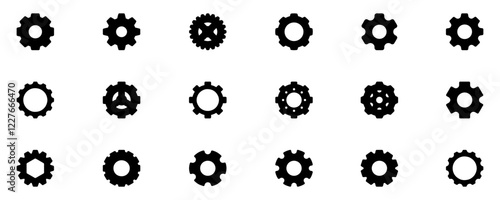 Gears collection. Gear settings icons. Set of black gear wheels. Gear icon vector set. clockwork illustration sign collection. Mechanics symbol. EPS 10