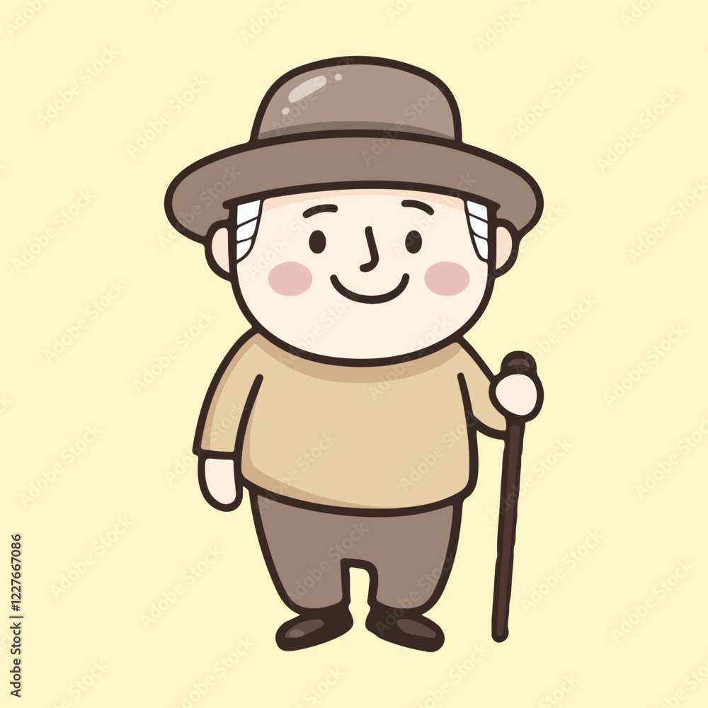 a grandfather old man using a walking stick for support vector illustration a grandfather old man using a walking stick for support vector illustration