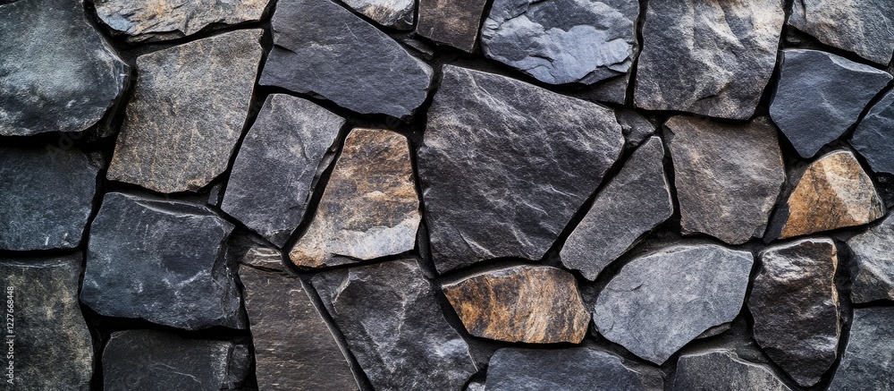 Fototapeta premium Black stone texture for home decoration with ceramic tile surface background featuring natural stone patterns and ample copyspace for text