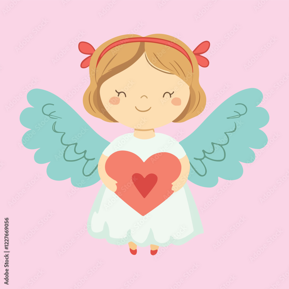 Cute cartoon angel character vector illustration Cute cartoon angel character vector illustration