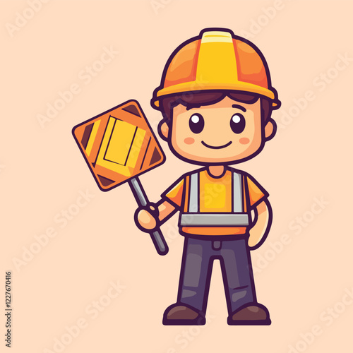 A hand drawing a cute male construction vector illustration 