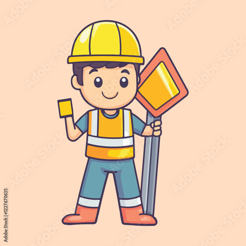 A hand drawing a cute male construction vector illustration 
