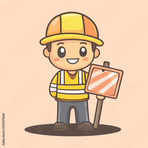 A hand drawing a cute male construction vector illustration 