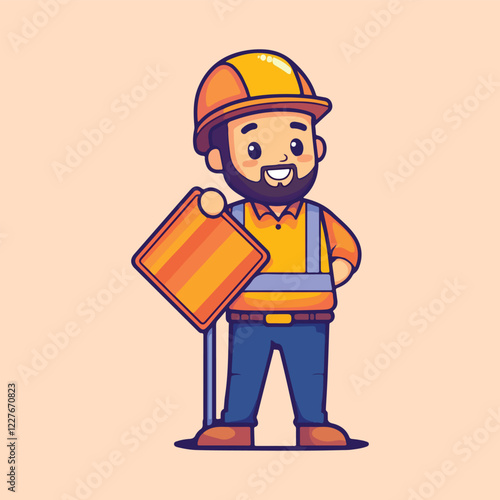 A hand drawing a cute male construction vector illustration 