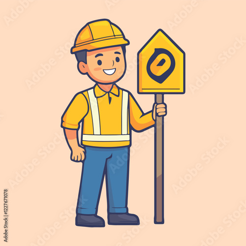 A hand drawing a cute male construction vector illustration 