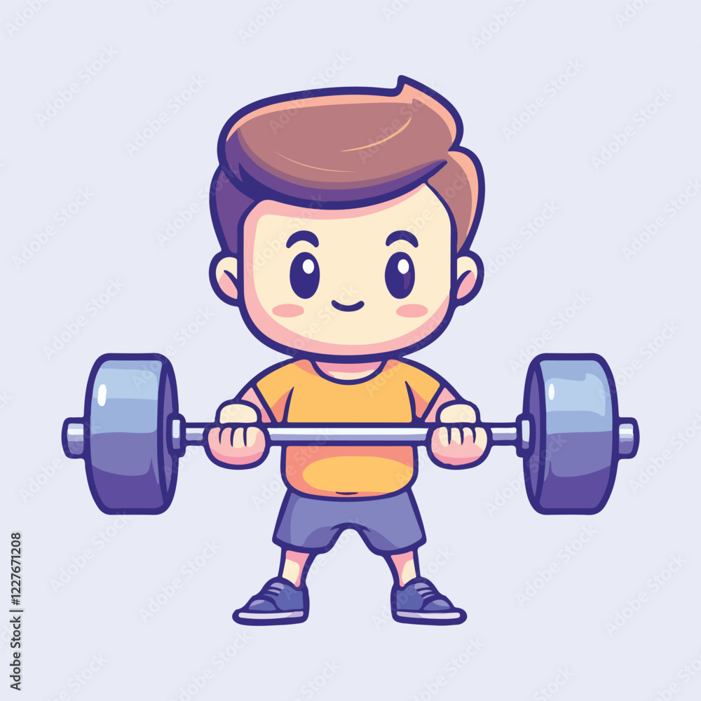 Fitness boy lifting dumbbell vector illustration Fitness boy lifting dumbbell vector illustration