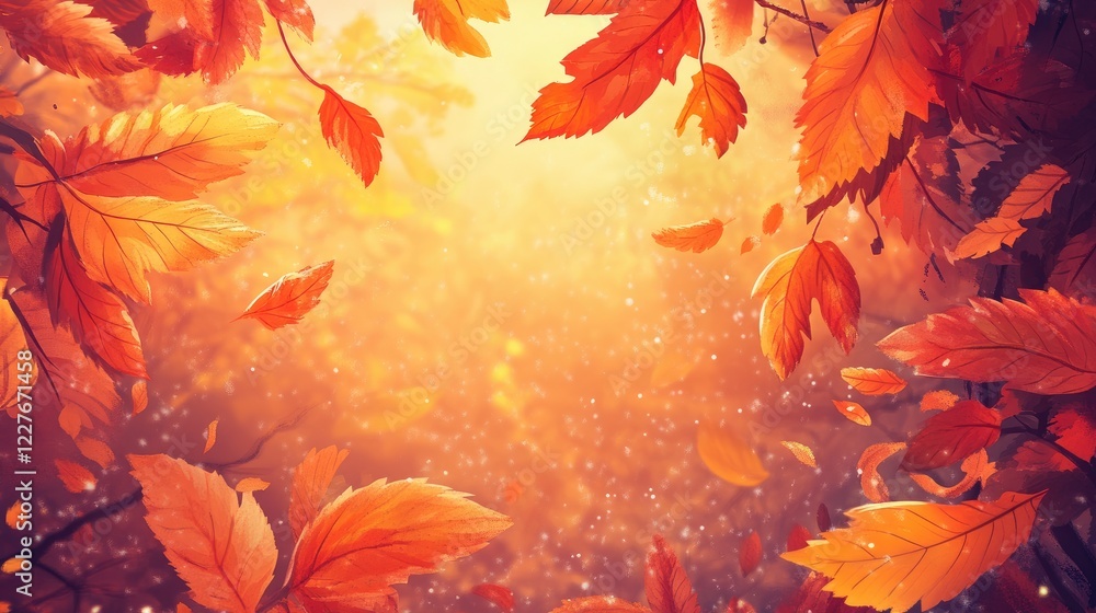 Vibrant autumn foliage creating a warm and inviting nature background with golden hues and falling leaves. Vibrant autumn foliage creating a warm and inviting nature background with golden hues and falling leaves.