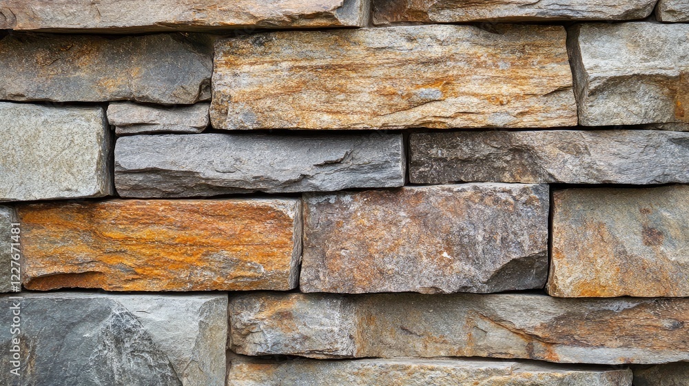 Natural Stone Wall Texture Detail with Varied Colors and Patterns for Background Use