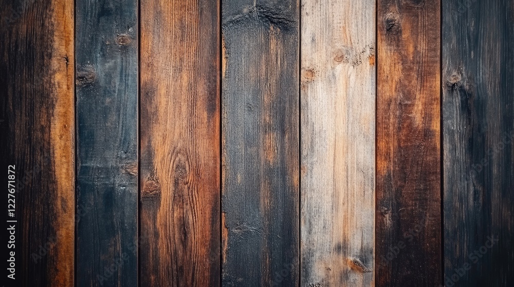 Naklejka premium Rustic Wood Paneling Background with Varied Textures for Interior Design and Creative Projects