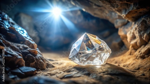 Wallpaper Mural Large rough diamond uncovered in a vast underground chamber of a gemstone mine, mining, raw diamond Torontodigital.ca