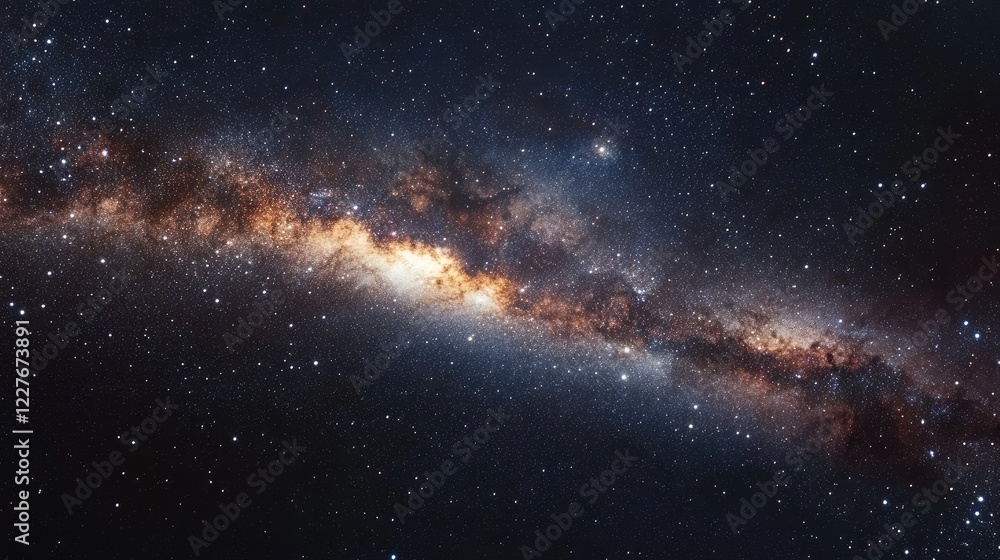 Obraz premium Captivating Milky Way Galaxy Over a Mystical Landscape with Stars and Cosmic Wonders
