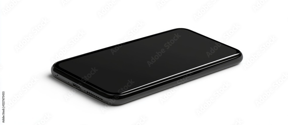 Black Smartphone Mockup on Clean White Background Ideal for Business Communication and Online Work with Empty Space for Custom Text Black Smartphone Mockup on Clean White Background Ideal for Business Communication and Online Work with Empty Space for Custom Text