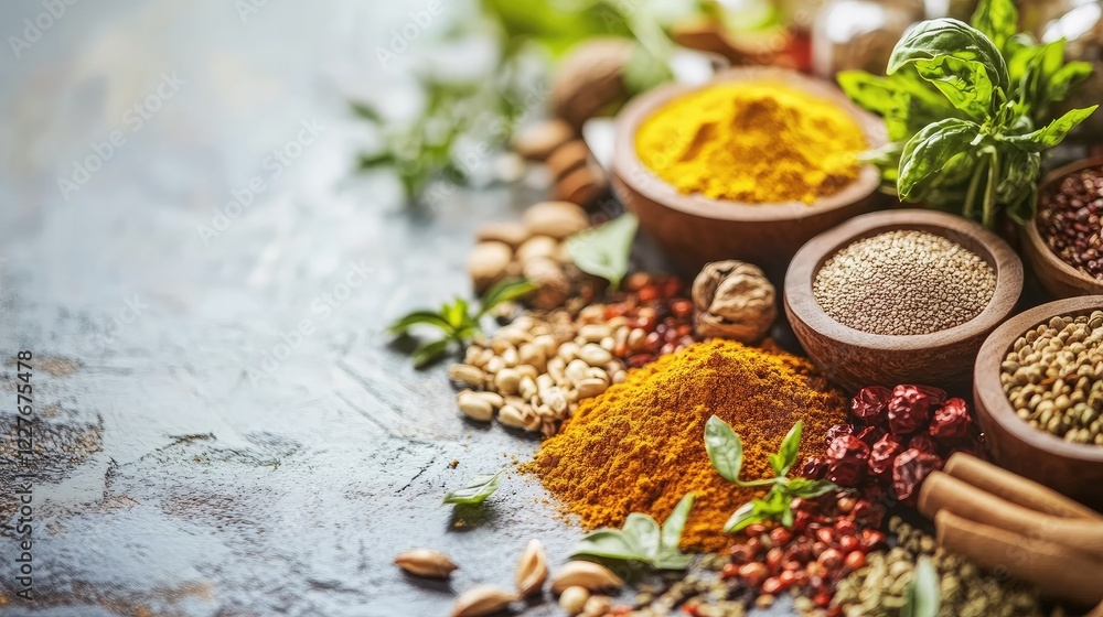 Organic Spices and Herbs Displayed on Rustic Table Promoting Growth Opportunities for Small and Medium Businesses in Emerging Markets Organic Spices and Herbs Displayed on Rustic Table Promoting Growth Opportunities for Small and Medium Businesses in Emerging Markets
