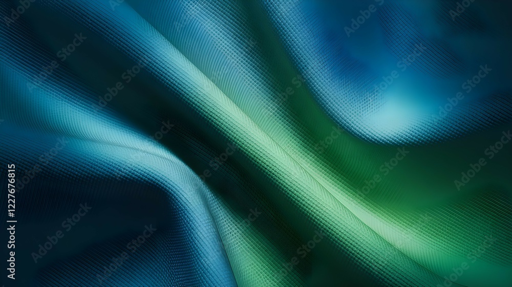 Obraz premium Abstract Blue and Green Digital Fabric Texture - High-Resolution Fluid Wave Background for Modern Design and Aesthetic Wallpapers