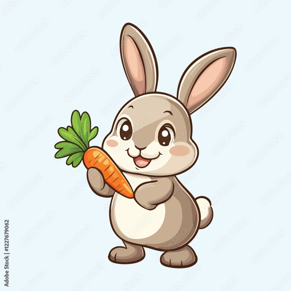 Fototapeta premium Cute Rabbit Holding Carrot vector illustration 