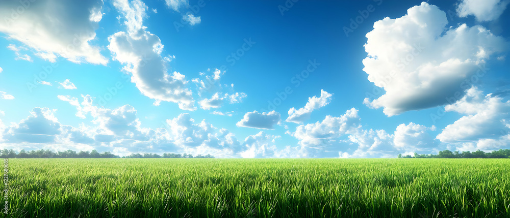 Sunny Field, Blue Sky, Clouds, Green Grass, Nature Sunny Field, Blue Sky, Clouds, Green Grass, Nature