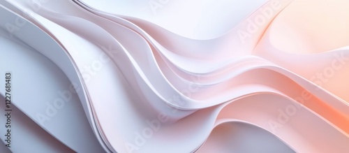 Delicate pastel abstract waves on a white background with smooth flowing curves creating a serene and calming atmosphere for design use
