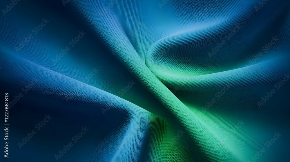 Obraz premium Abstract Blue and Green Digital Fabric Texture - High-Resolution Fluid Wave Background for Modern Design and Aesthetic Wallpapers