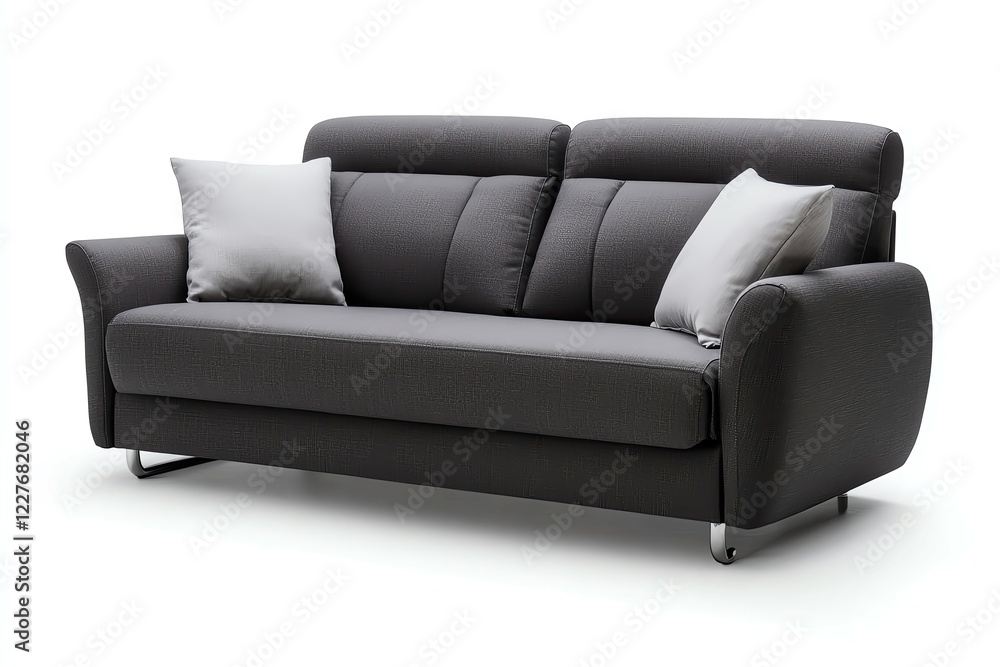 Modern black sofa with cushions for comfort. Modern black sofa with cushions for comfort.