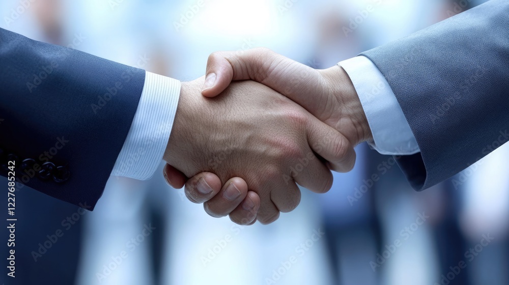 Business executives shaking hands symbolizing collaboration and professional agreement in a modern corporate environment. Business executives shaking hands symbolizing collaboration and professional agreement in a modern corporate environment.