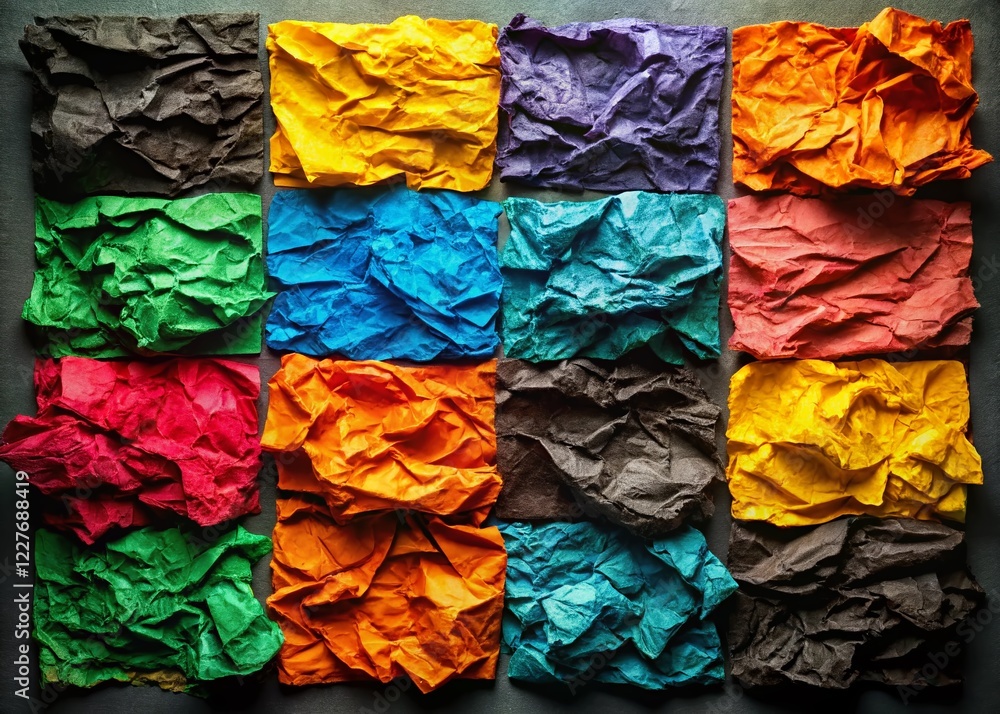 Black Crumpled Paper Squares: Abstract Texture Background for Design Black Crumpled Paper Squares: Abstract Texture Background for Design