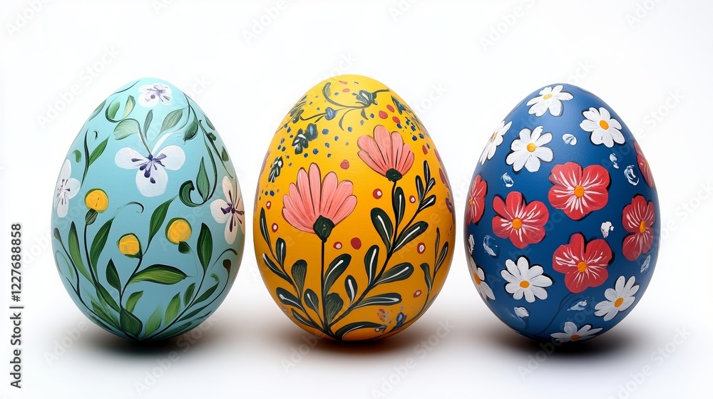 Vibrant Hand-Painted Floral Design Eggs for Spring Celebrations Vibrant Hand-Painted Floral Design Eggs for Spring Celebrations