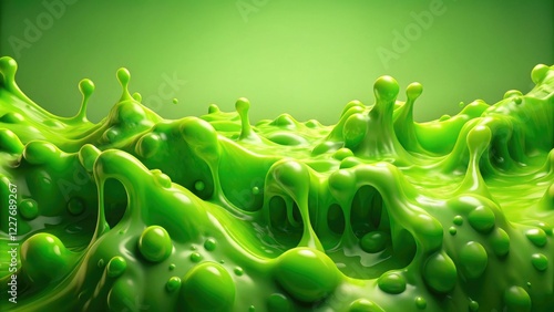 green slime covering a green and slimy green background, sticky, gelatinous, damp photo