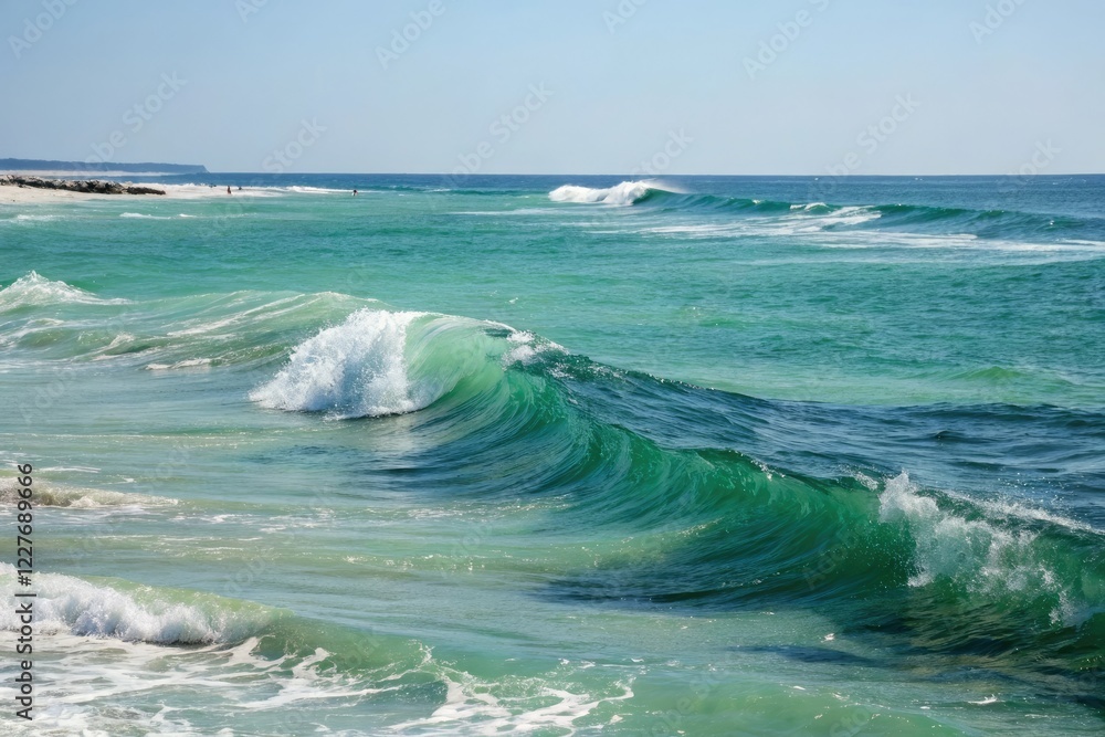 Fototapeta premium Green and Blue Water Movement in the Ocean, color gradations, calm sea, ocean movement, blue ocean, abstract blues