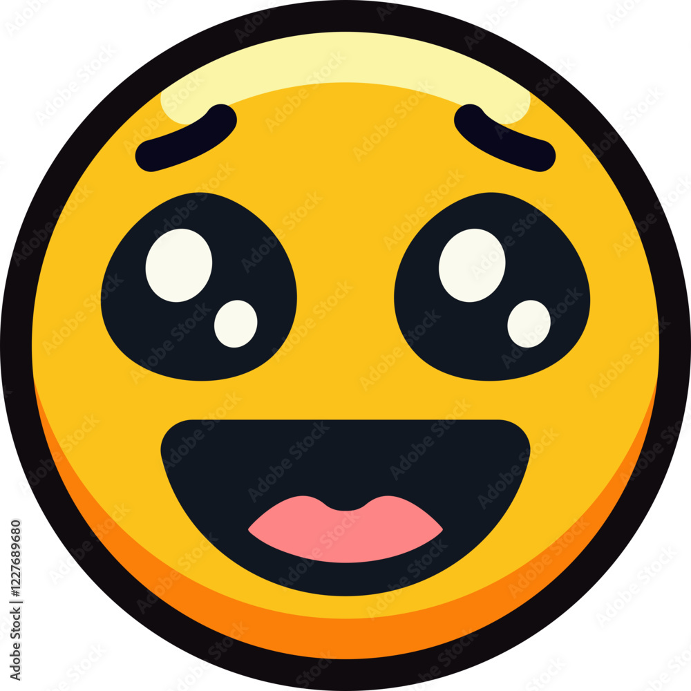 A cute emoji with wide eyes and a happy expression. A cute emoji with wide eyes and a happy expression.