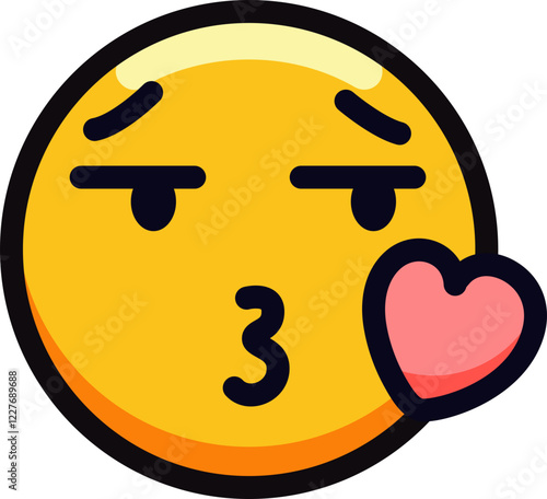 Yellow emoji face blowing a kiss with a small heart.