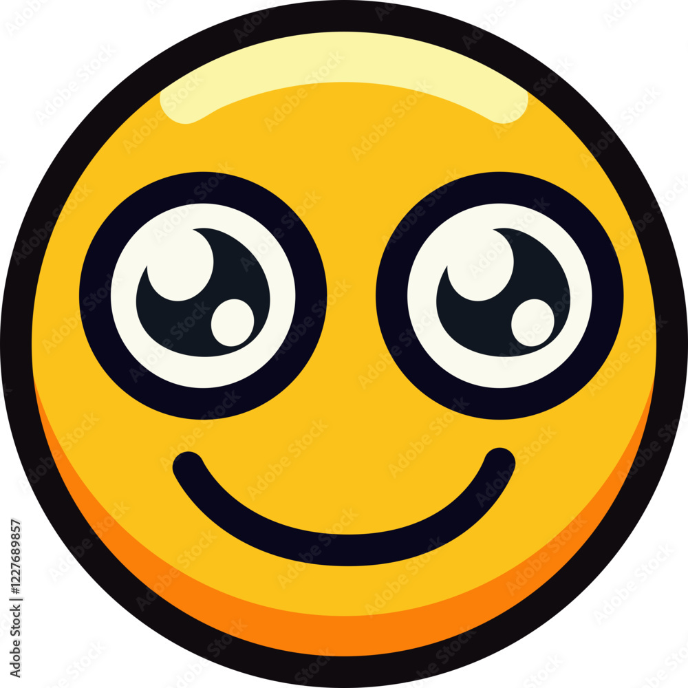 Cute smiling emoji with big eyes and a cheerful expression. Cute smiling emoji with big eyes and a cheerful expression.