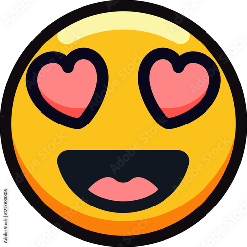 Heart-eyed emoji expressing love and adoration with a joyful smile.