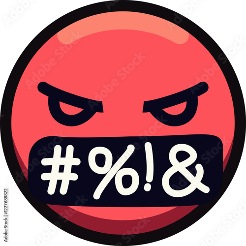Red angry emoji with censored mouth expressing frustration and rage.