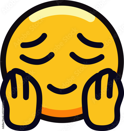 Blushing emoji with hands on cheeks, expressing shyness and happiness.