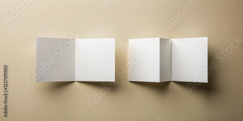 Blank Folded Card, 4-Page Quadrat Leaflet, Vertical, Mockup, Print Template