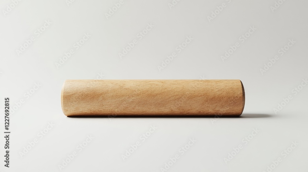 Wooden rolling pin isolated on clean white background for baking and culinary designs in kitchen and home cooking concepts. Wooden rolling pin isolated on clean white background for baking and culinary designs in kitchen and home cooking concepts.